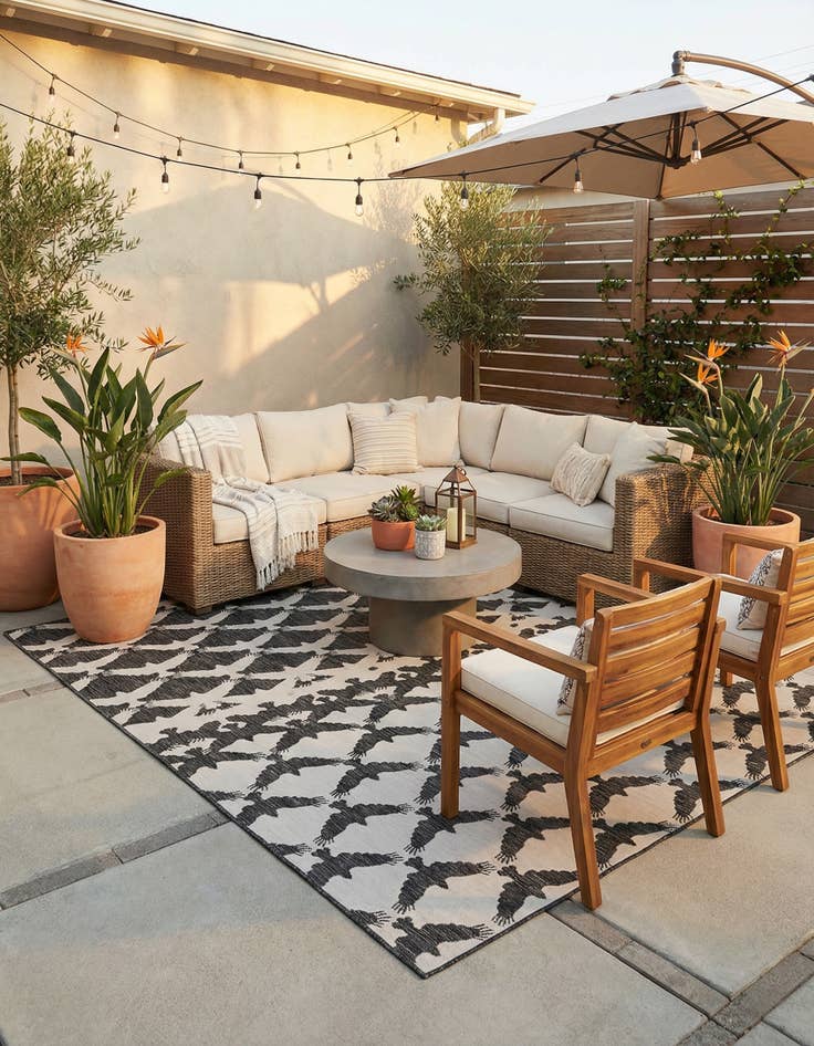 Detail image of 10' x 10'  Washable Modern Indoor / Outdoor Square Rug