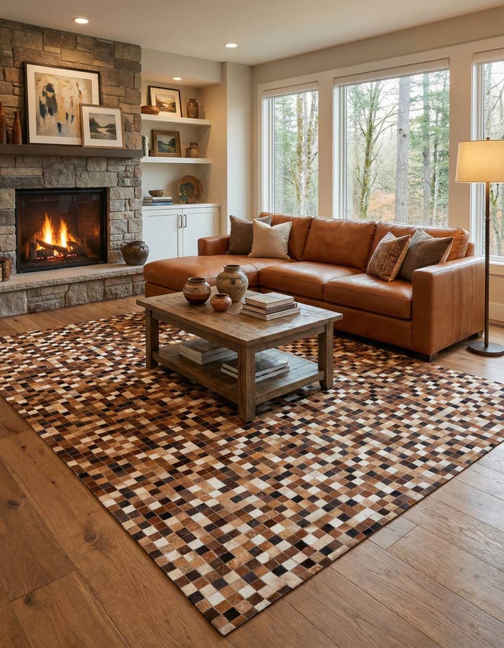 Detail image of 6' 8 x 9' 10 Cowhide Stocks Rug