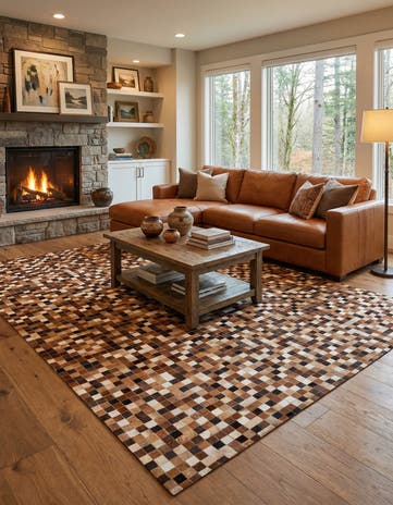 6' 8 x 9' 10 Cowhide Stocks Rug
