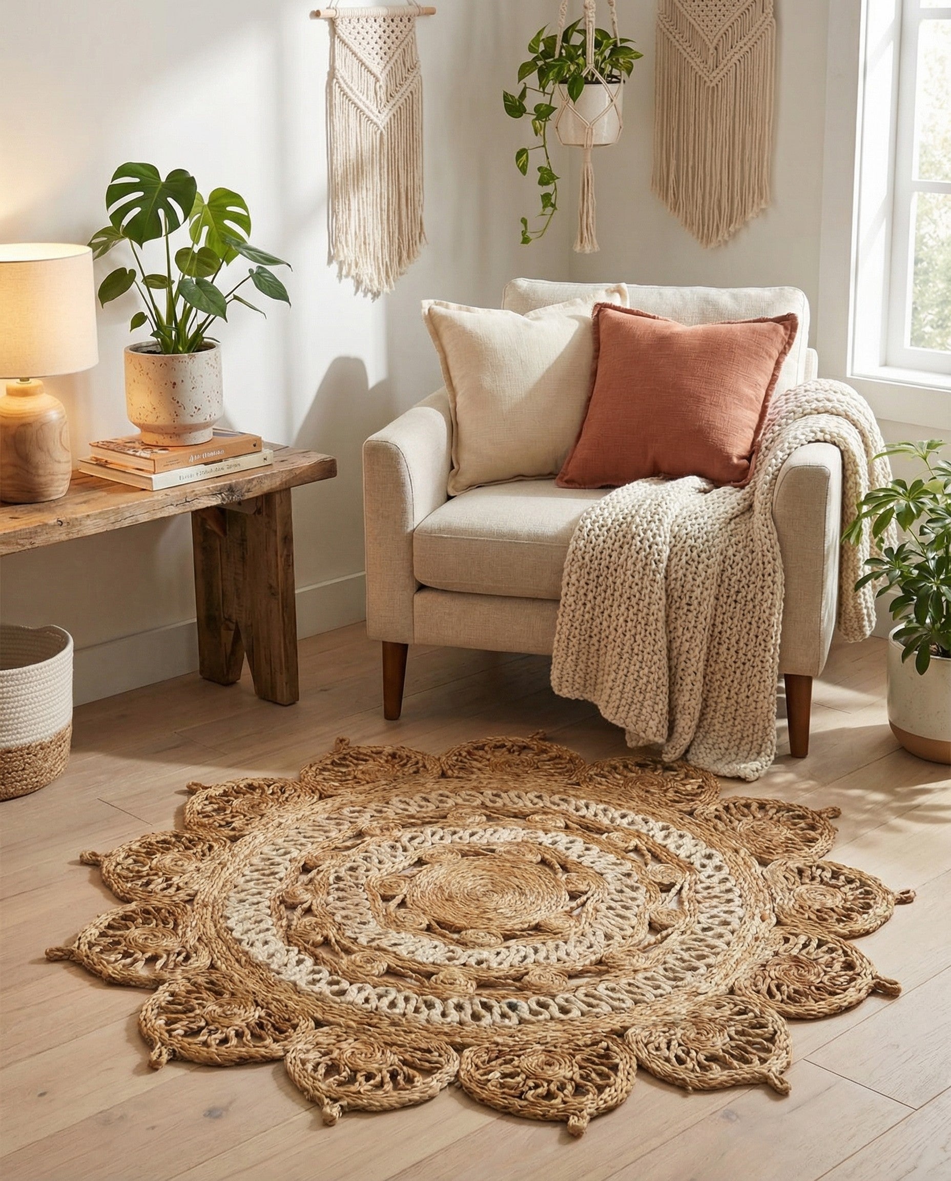 3' 1 x 3' 1 Handmade Braided Jute Round Rug