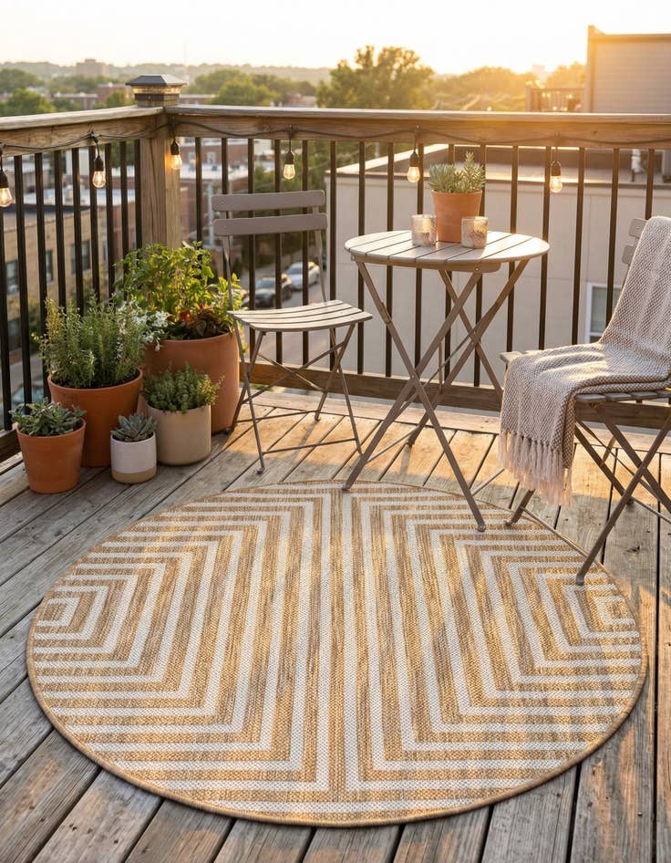 Detail image of  3' x 3'  Washable Modern Indoor / Outdoor Round Rug