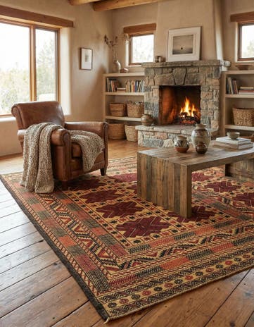 4' 7 x 6' 3 Hand Knotted Sumak Wool Rug
