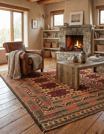 4' 7 x 6' 3 Hand Knotted Sumak Wool Rug