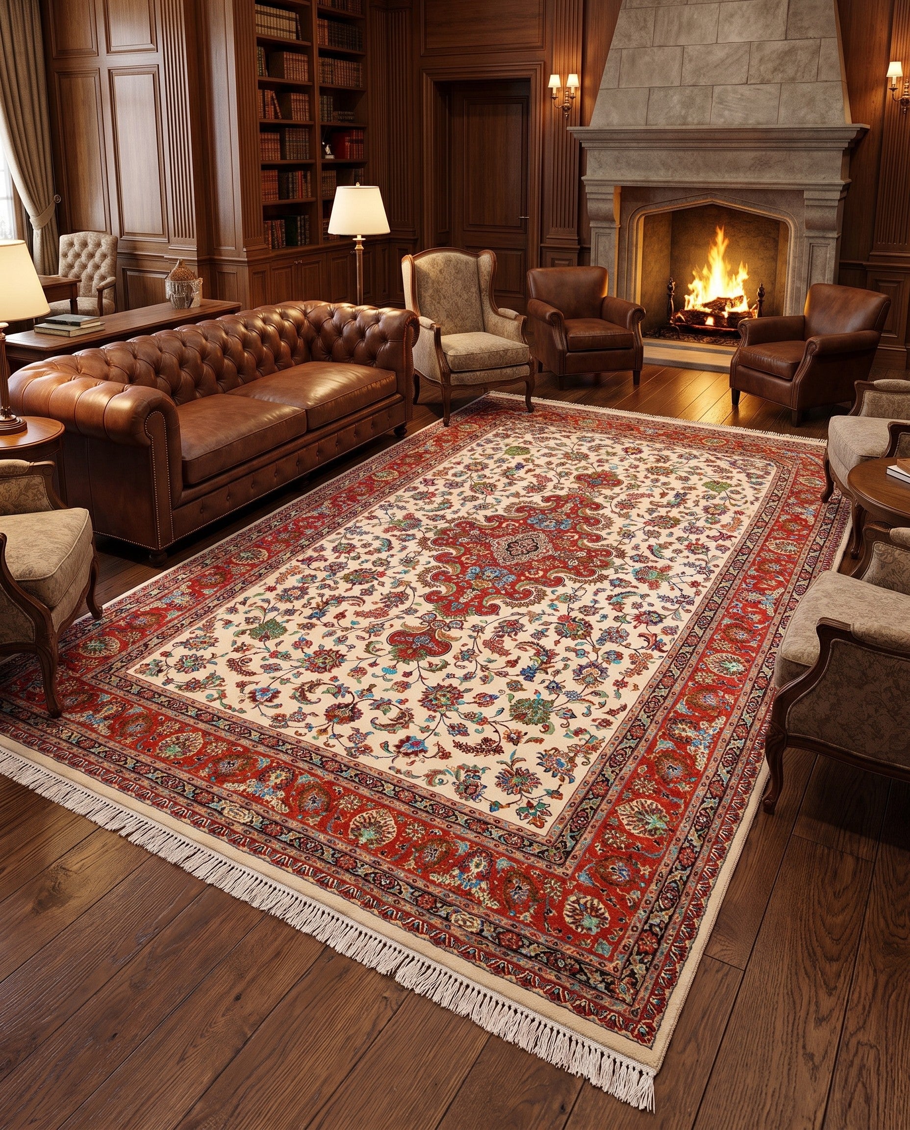 6' 7 x 11' 2 Hand Knotted Ghom Persian Rug
