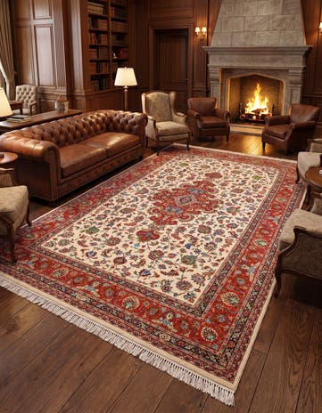 6' 7 x 11' 2 Hand Knotted Ghom Persian Rug