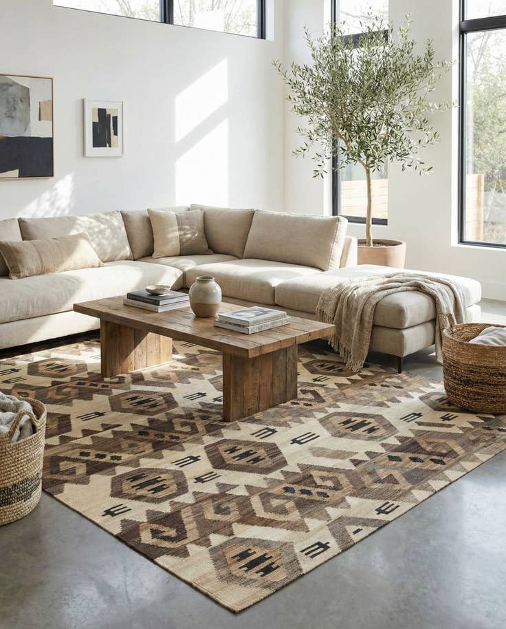 Detail image of 5' 3 x 6' 9 Hand Woven Kilim Modern Wool Rug