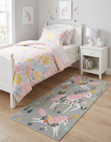 2' 2 x 4' Unicorns Whimsy Kids Runner Rug