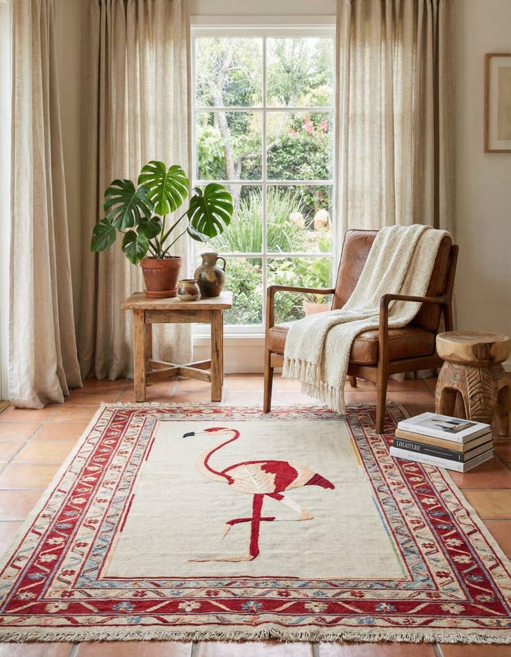 Detail image of 3' 2 x 4' 9  Hand Woven Kilim Suzani Wool Rug