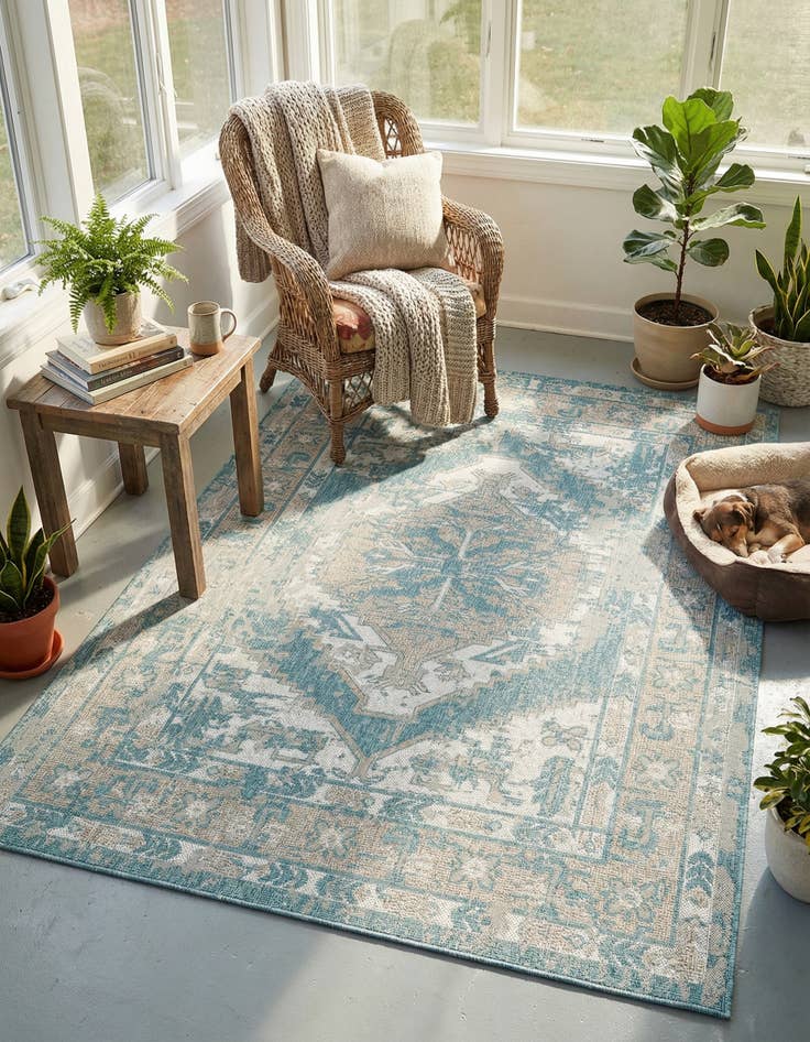 Detail image of  6' x 9'  Washable Traditional Indoor / Outdoor Rug