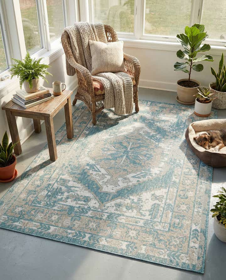 6' x 9' Easy-Clean Traditional Indoor / Outdoor Rug