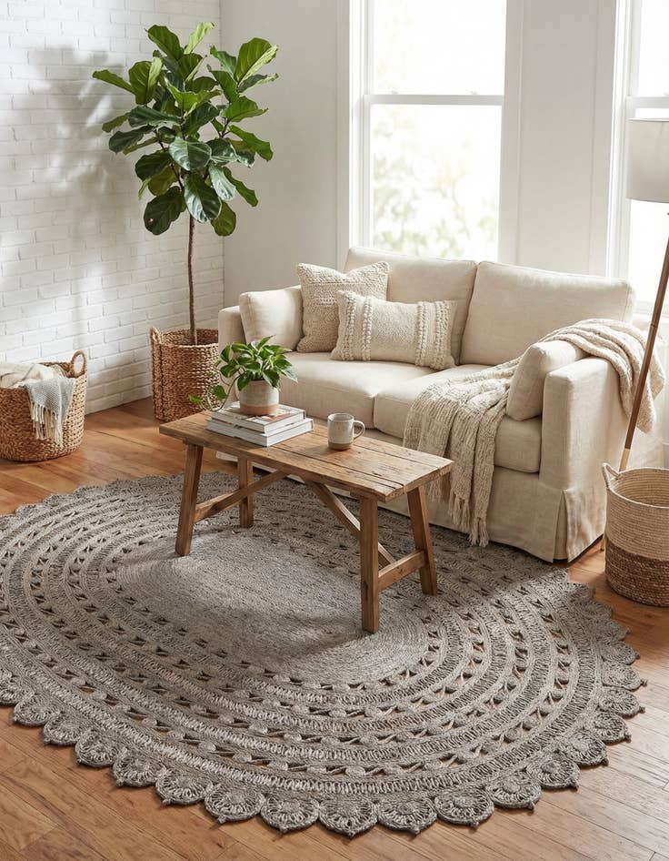 Detail image of  7' 10 x 10'  Hand Braided Jute Oval Rug