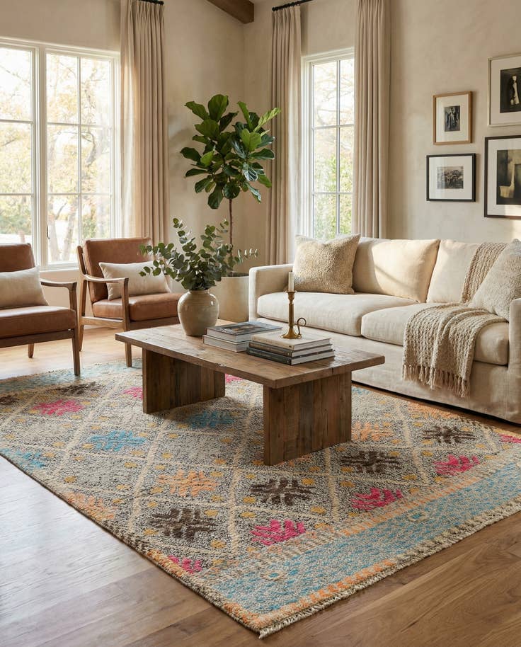 Detail image of 5' x 6' 10 Hand Knotted Darya Wool Rug