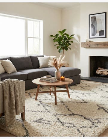 Pearl and Gray Infinity Shag Rug