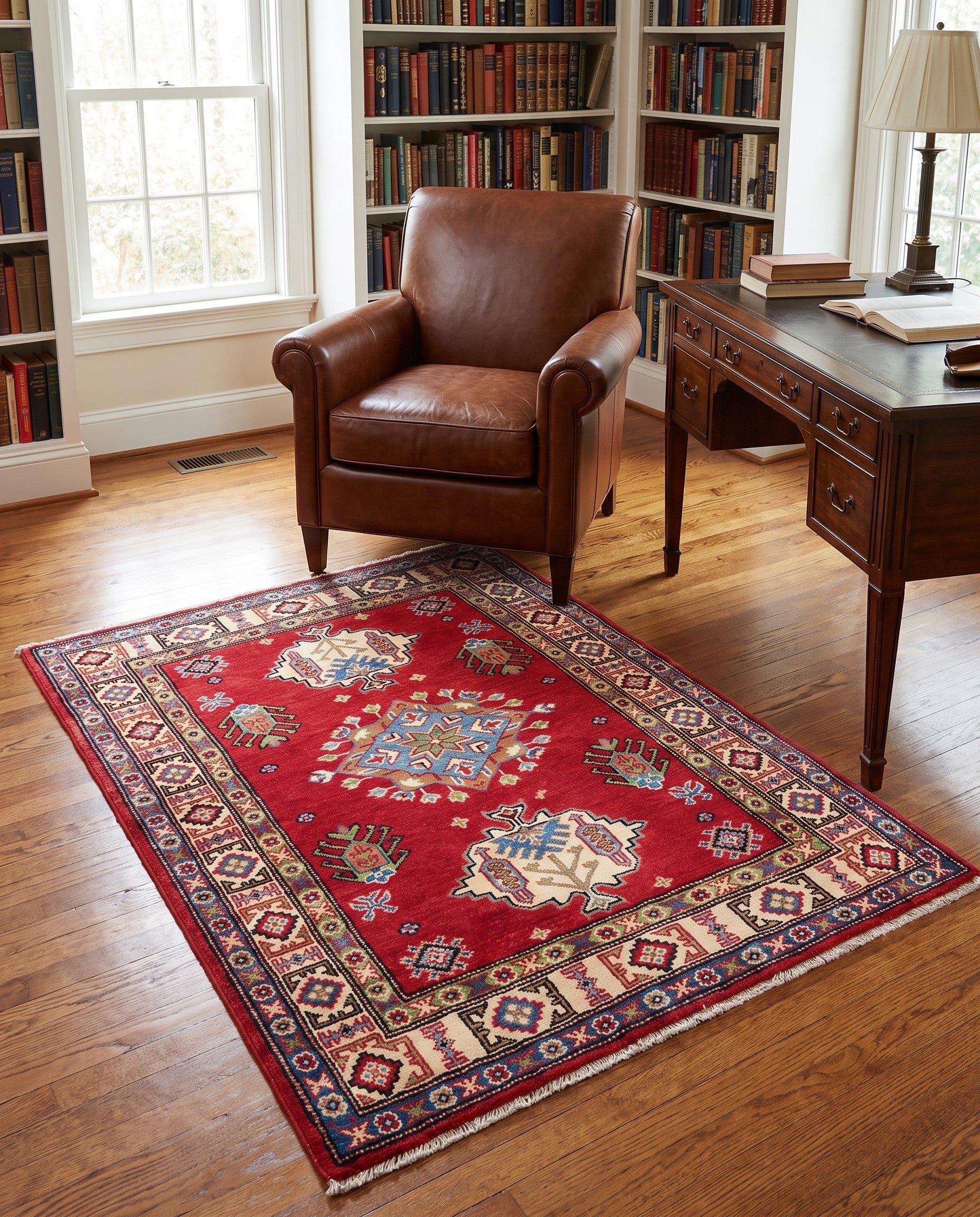 3' 5 x 4' 9 Hand Knotted Kazak Rug