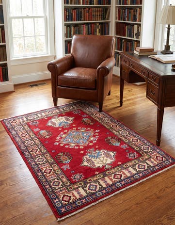 3' 5 x 4' 9 Hand Knotted Kazak Rug