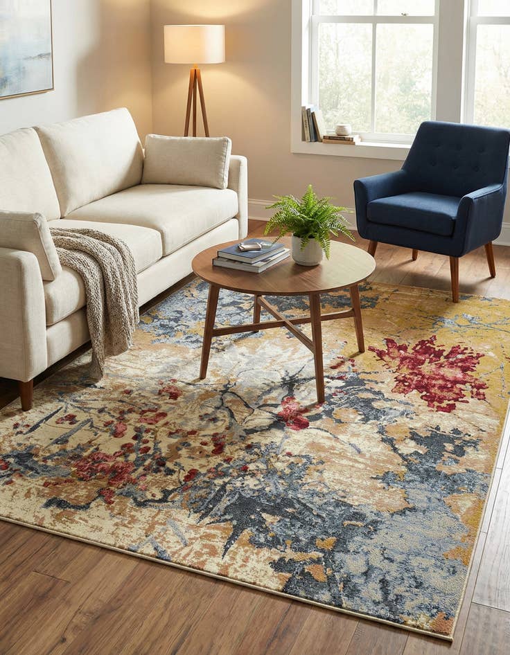 Detail image of 5' 3 x 7'  Washable Modern Indoor / Outdoor Rug