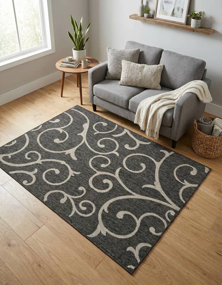 Detail image of 4' x 6'  Washable Botanical Indoor / Outdoor Rug