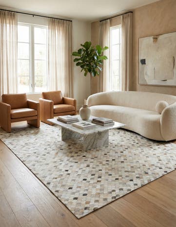 8' 2 x 9' 10 Cowhide Leather Rug