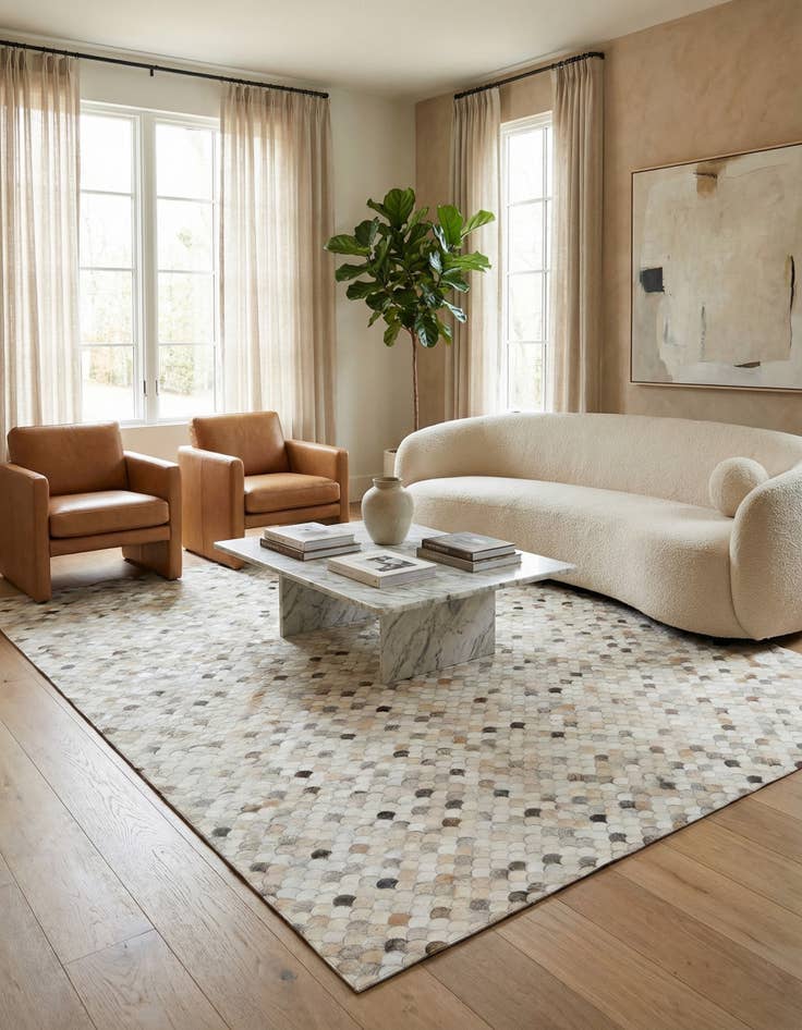 Detail image of  8' 2 x 9' 10 Cowhide Leather Rug