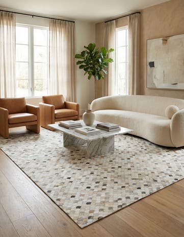 8' 2 x 9' 10 Cowhide Leather Rug