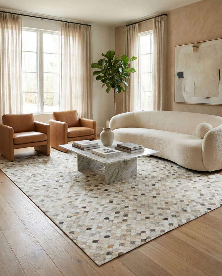 8' 2 x 9' 10 Cowhide Leather Rug