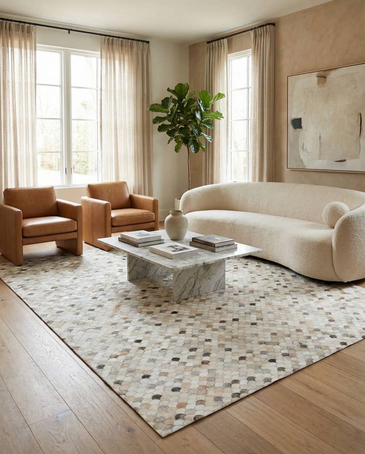 Detail image of 8' 2 x 9' 10 Cowhide Leather Rug