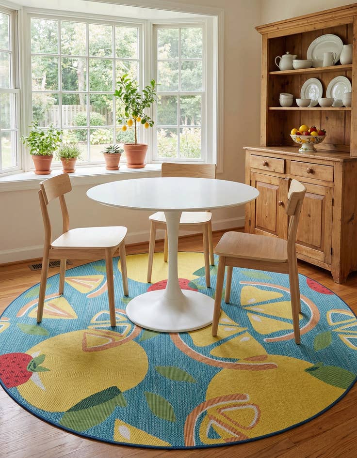 Detail image of 10' x 10' Easy-Clean Baja Indoor / Outdoor Round Rug