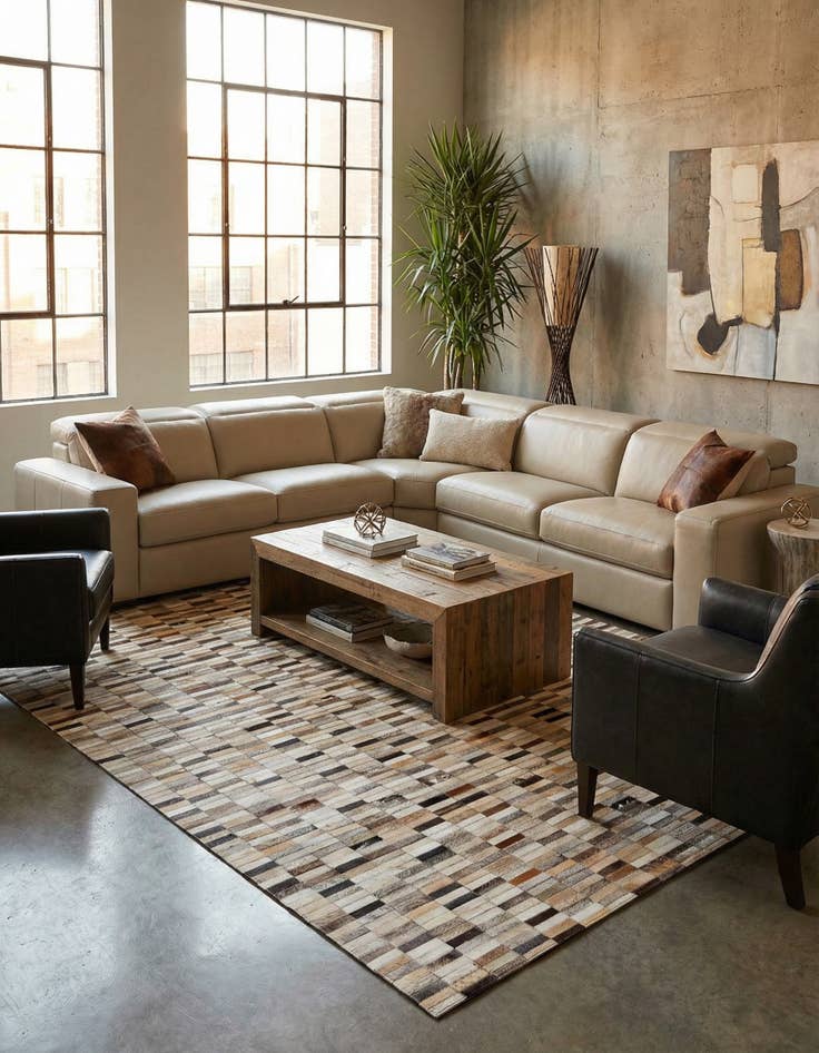 Detail image of 5' 1 x 8' Cowhide Stocks Rug