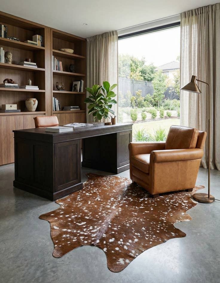 Detail image of 6' 4 x 6' 9 Cowhide Leather Freeform Rug