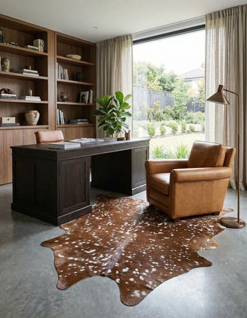 6' 4 x 6' 9 Cowhide Leather Freeform Rug
