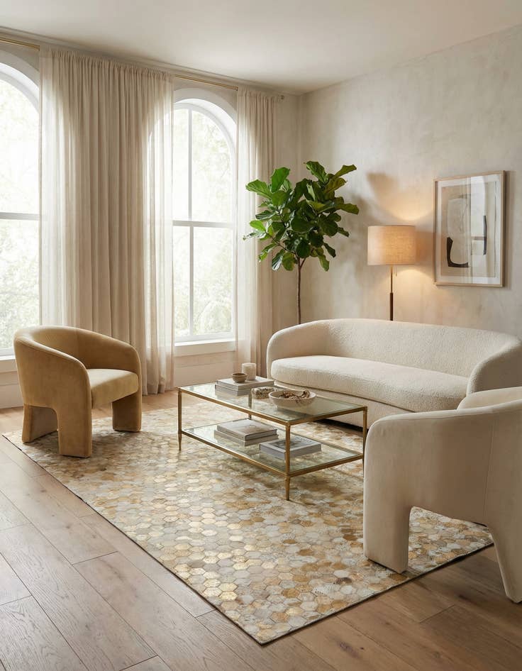 Detail image of 5' 3 x 7' 6 Cowhide Stocks Rug