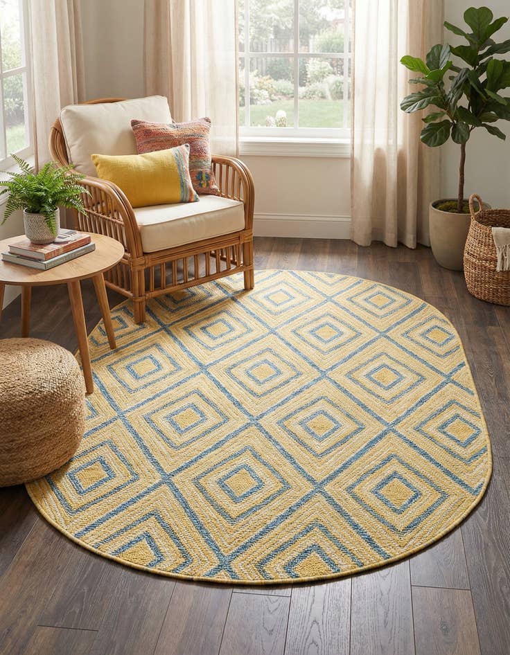 Detail image of 5' 3 x 8'  Washable Jill Zarin Costa Rica Indoor / Outdoor Oval Rug