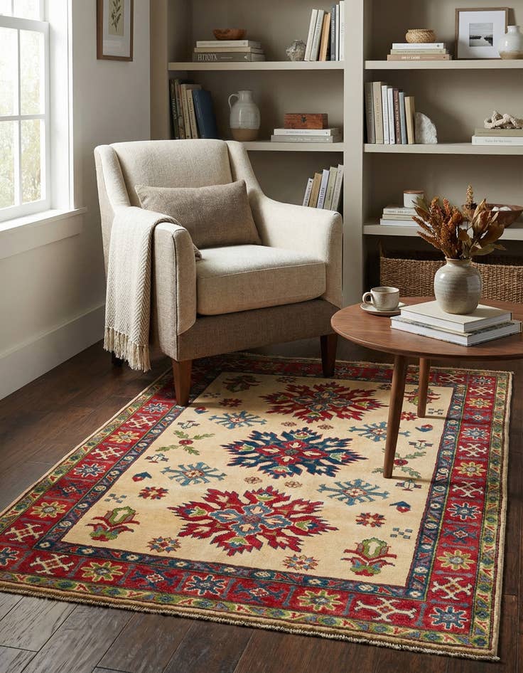 Detail image of  4' 1 x 5' 10  Hand Knotted Kazak Rug