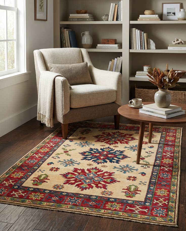 Detail image of 4' 1 x 5' 10 Hand Knotted Kazak Rug