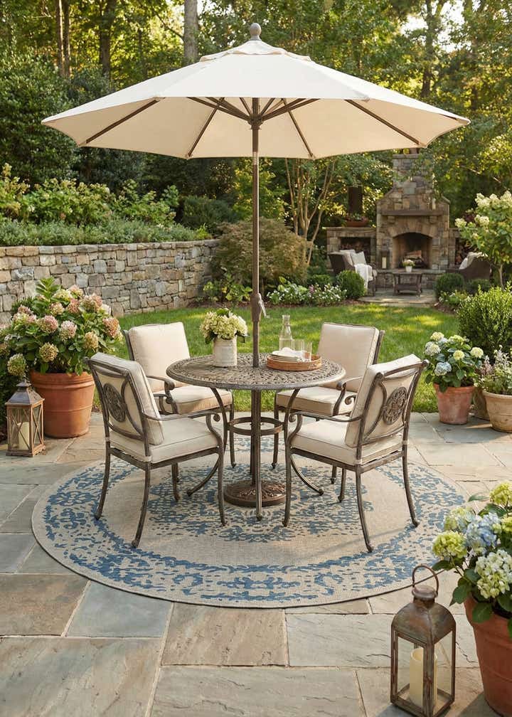 10' 8 x 10' 8 Easy-Clean Traditional Indoor / Outdoor Round Rug