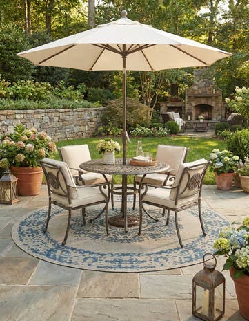 10' 8 x 10' 8 Easy-Clean Traditional Indoor / Outdoor Round Rug