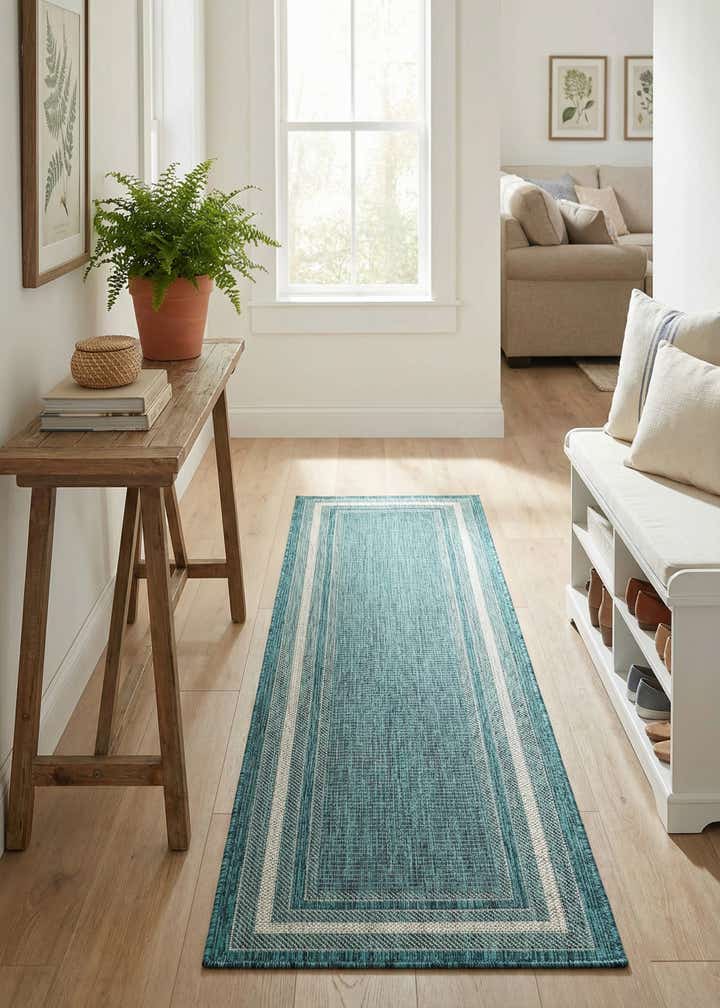 2' x 8' Easy-Clean Border Indoor / Outdoor Runner Rug