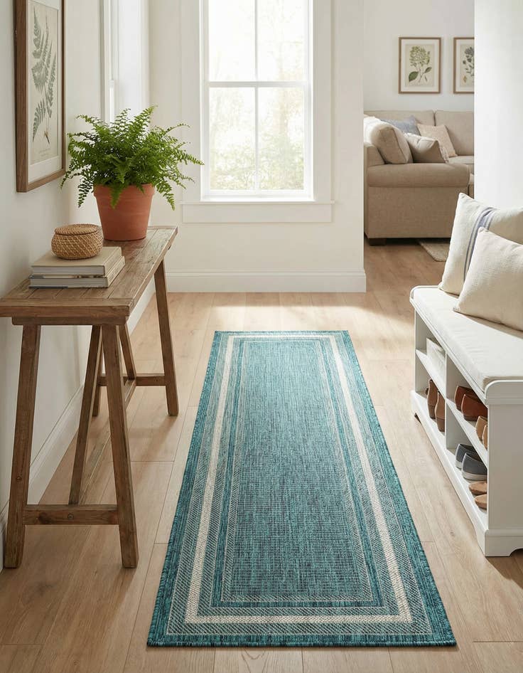 Detail image of 2' x 8' Easy-Clean Border Indoor / Outdoor Runner Rug