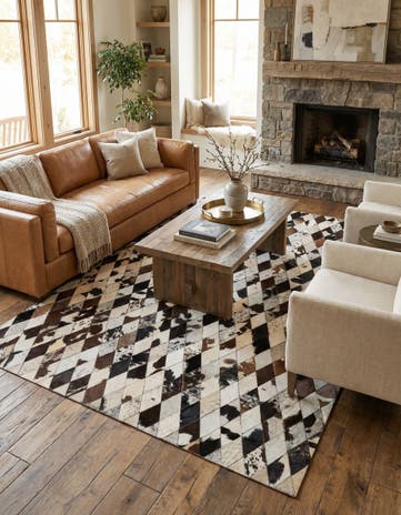 5' 7 x 8' Cowhide Stocks Rug