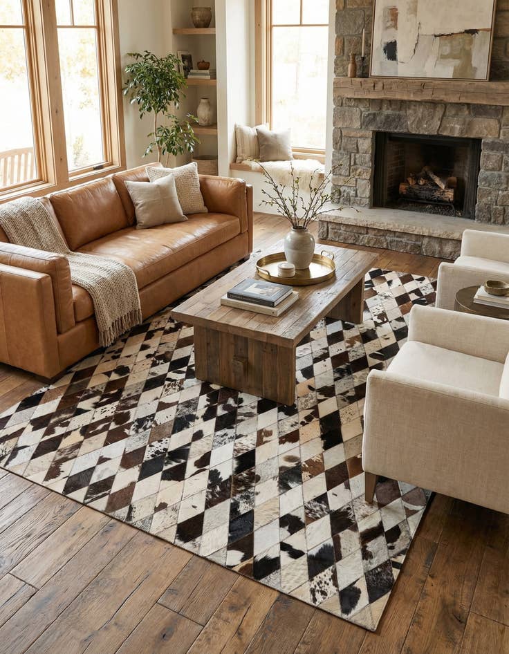 Detail image of 5' 7 x 8' Cowhide Stocks Rug