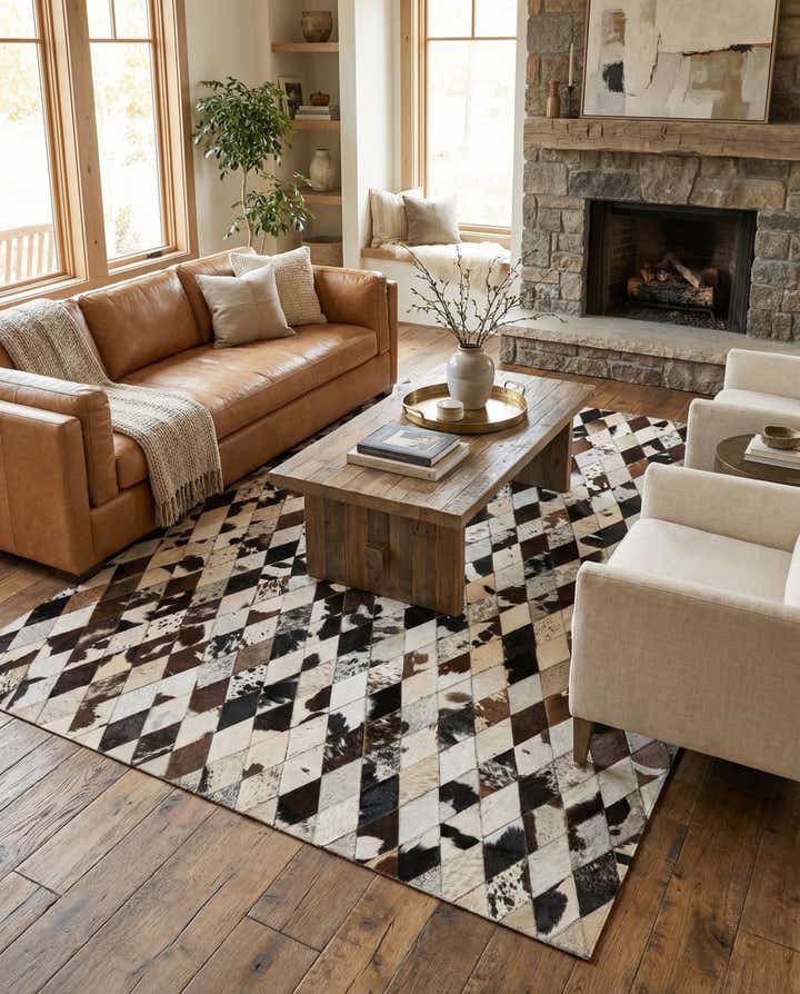 5' 7 x 8' Cowhide Stocks Rug