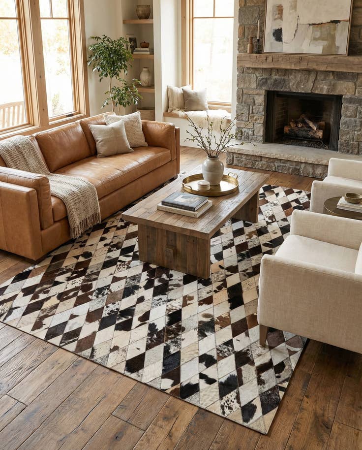 Detail image of 5' 7 x 8' Cowhide Stocks Rug