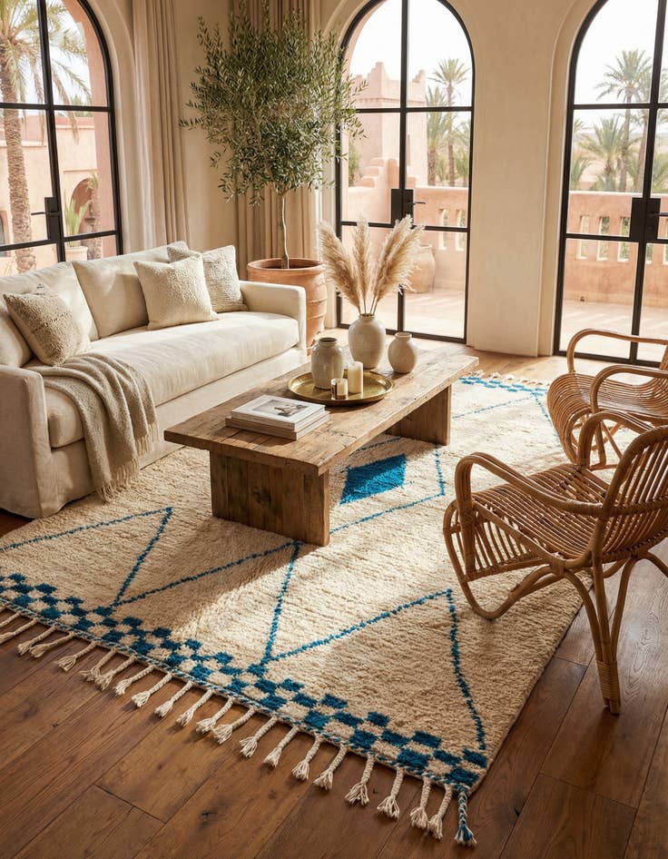 Detail image of 5' 4 x 7' 7  Hand Knotted Moroccan Wool Rug