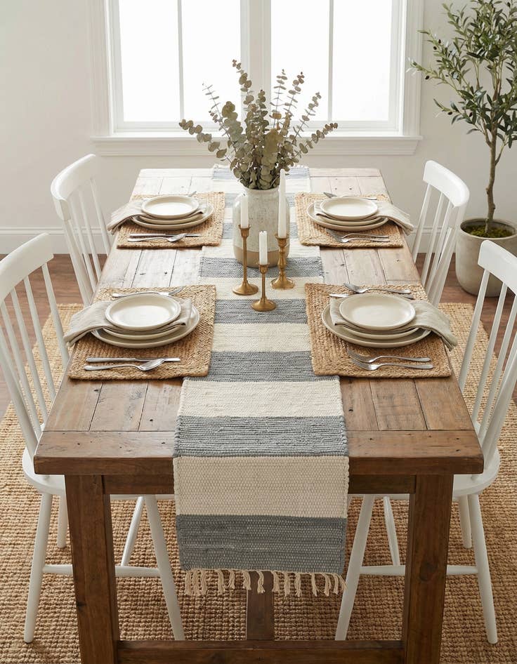 Detail image of  1' 2 x 8'  Hand Woven Chindi Rag Table Runner Rug