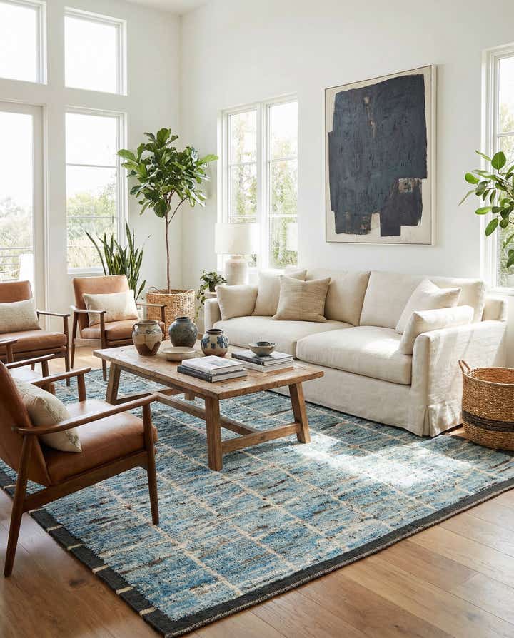 5' 9 x 7' 6 Hand Knotted Moroccan Wool Rug