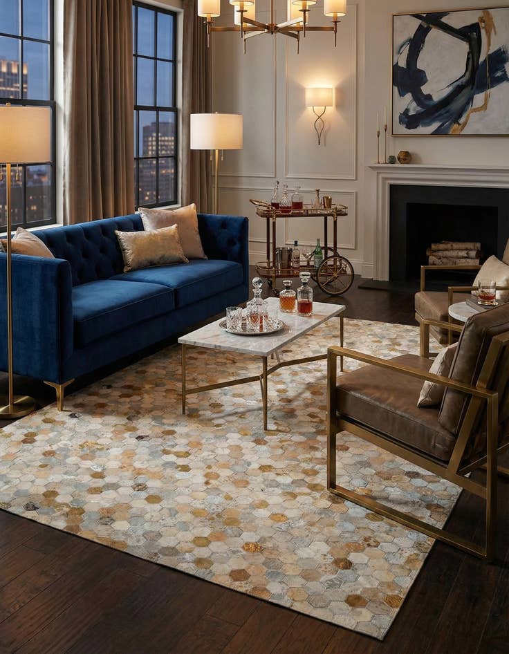 Detail image of 5' 2 x 8' Cowhide - Patchwork Rug