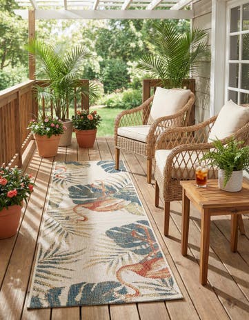 Ivory Easy-Clean Baja Indoor / Outdoor Runner Rug