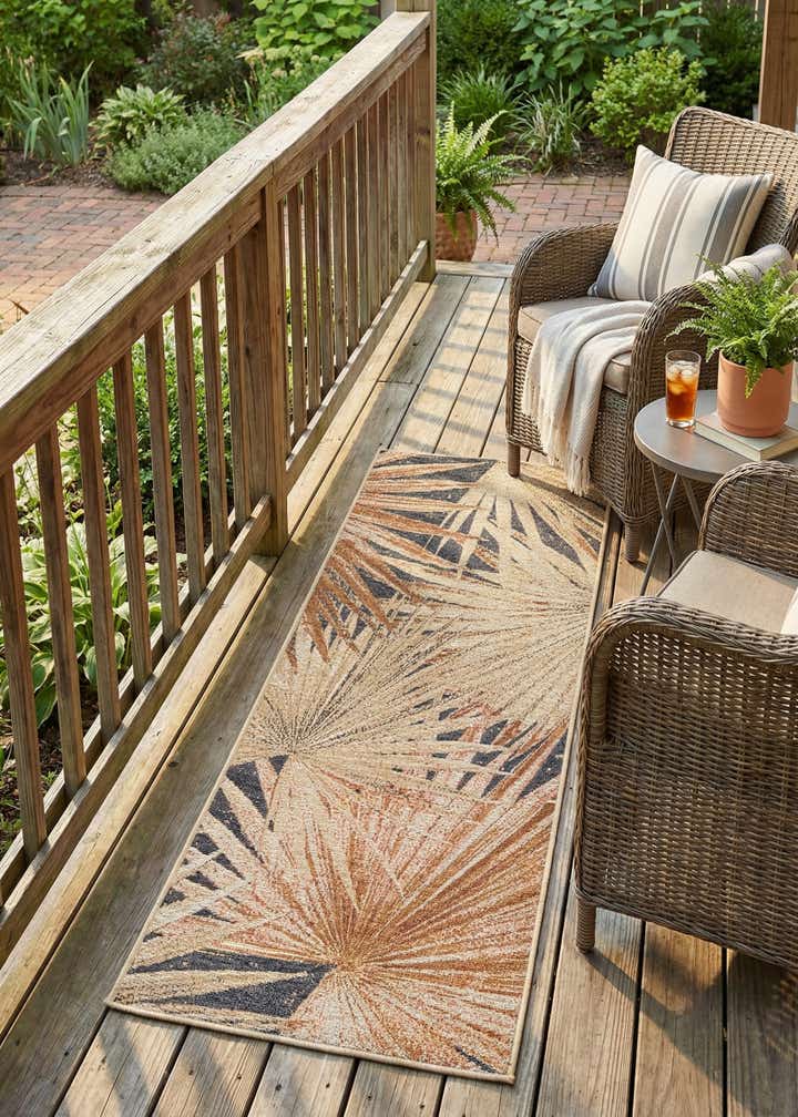 2' x 5' Easy-Clean Botanical Indoor / Outdoor Runner Rug