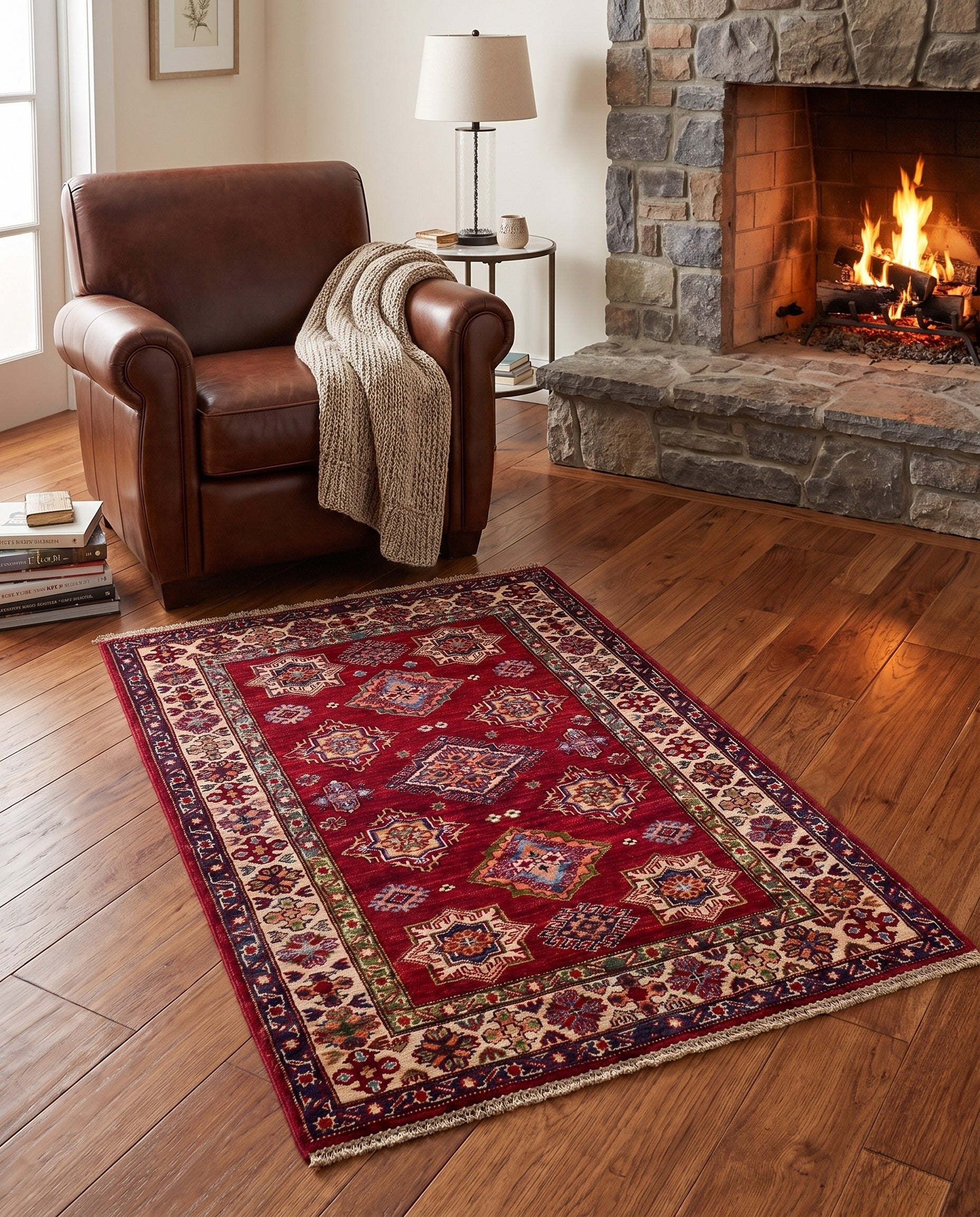 3' 5 x 4' 11 Hand Knotted Kazak Rug