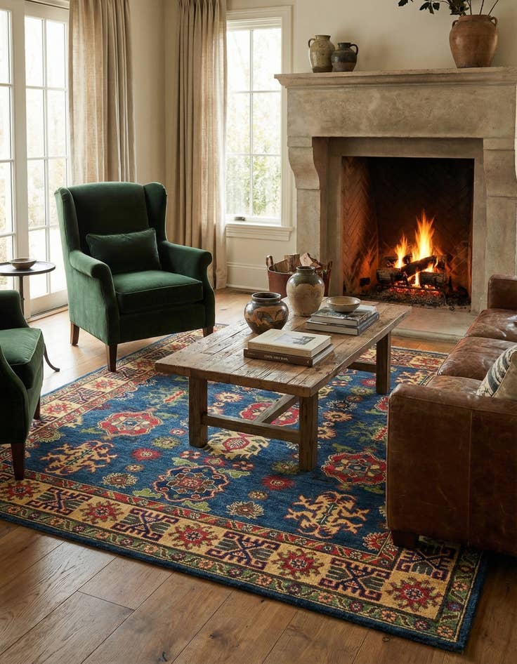 Detail image of 5' x 6' 6  Hand Knotted Kazak Rug